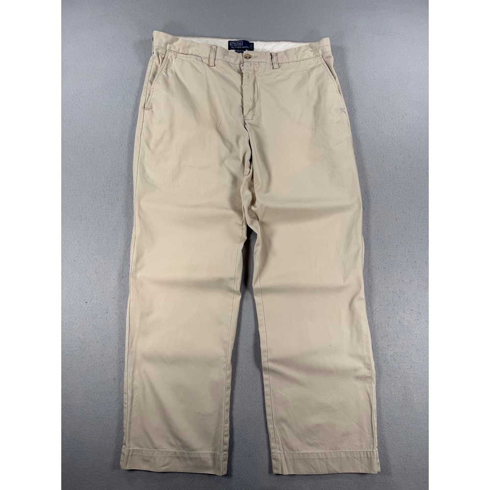 Polo Ralph Lauren Preston Pant Mens 34x30 Tan Khaki Cotton Chino Straight Leg